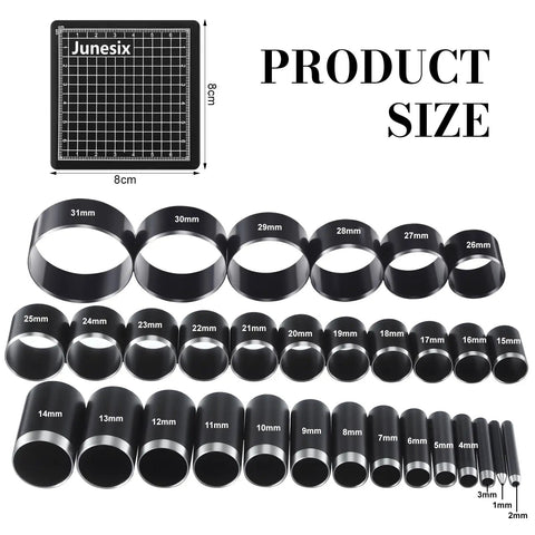 Leather Circle Cutter Tool Set With 31 Circle Punch Dies For DIYers And Leather Pros Includes 1 To 25mm And 30 35 40 45 50 55mm