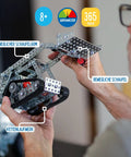 Person assembling Metal Construction Skid Steer Loader Model Kit 365 Piece Set Includes Tools And Illustrated Manual Hands On Build
