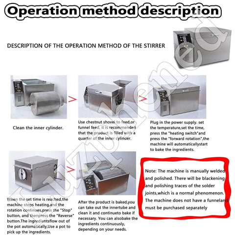 Operation method description of Top Shelf Electric Coffee Roaster For Home Kitchens Featuring Precision Thermostat and Even Heat Flow.