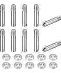 10Pcs Slotted Cylindrical Pin Set M2.5 x 10mm 304 Stainless Steel Dowel With Nut External Thread Locating Pin For Cabinet And Furniture Installation For Do It Yourself Projects And Quick Installations, showing pins and nuts on white background