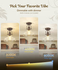 Farmhouse Semi Flush Ceiling Light With Slick Oil Rubbed Bronze Finish And Clear Glass Shade For Kitchen And Bedroom Vintage Rustic Industrial Style 11 Inch Flush Mount Fixture showcasing dimmable lighting options.