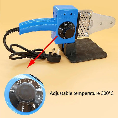 Heavy Duty Pu Belt Welder Kit With Adjustable Scissors And Precision Fixture For Hot Spot Repair Of Polyurethane Round Connectors And V Belts Featuring Durable Iron Shell And Ergonomic Grip For Professional Grade Heating Solutions. adjustable temperature dial 300°C, blue iron body, plug cord