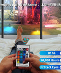 Person using remote for RGBW LED Color Changing Landscape Lights With Remote, 15W Outdoor Waterproof Spotlights on patio