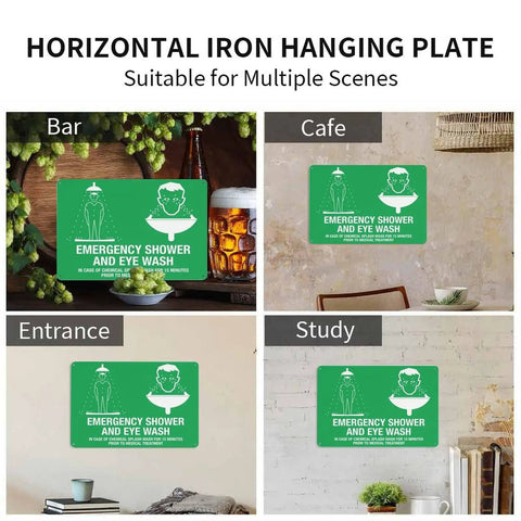 Emergency Shower And Eye Wash Outdoor Safety Sign For Chemical Hazards 8x12 Wall Plaque in multiple indoor scenes