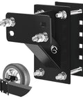 Beefy Spare Tire Carrier For Boat Trailers Sturdy Tire Mount Bracket Lock Holder, iron construction, bolt patterns visible