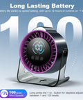 Rechargeable Desk Fan With 100 Speed Stepless Control LED Display And Night Light 7 Blades 12 Hour Battery Compact Portable