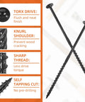 Heavy Duty Wood Structural Screws With Washer Head 6 Inch And 14 Gauge featuring Torx drive and knurled threads.