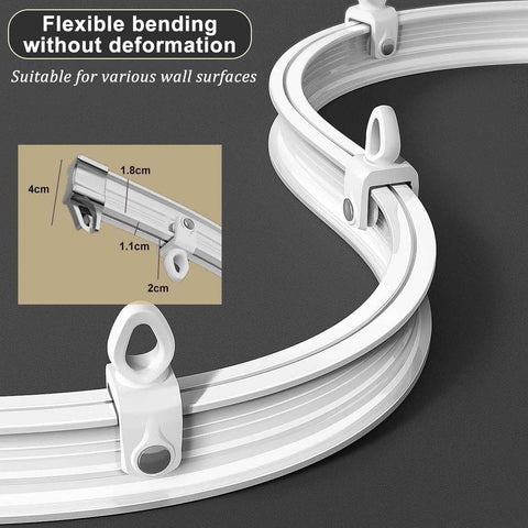 Heavy Duty Double Curtain Track System With Silent Roller Curved Ceiling Rail For Living Room And Bedroom Flexible Bendable Shower Curtain Track To Fit Bay Windows Or Irregular Walls Length Three Point Three Feet with flexible bending and roller hooks