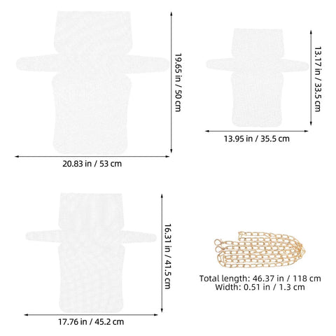 Three Pack Plastic Mesh Sheets Purse Making Kit for DIY Totes and Bags, Ideal for Craft Lovers, Embroidery, and Embellished Accessories, Build Custom Purses, Crochet Bags, Tote Bags, and Stylish Mesh Art Projects, size chart