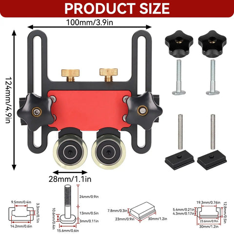 Pro Grade Bearing Roller Featherboards For Table Saw, Router Table, And Band Saw Guards with adjustable aluminum body and PU wheels