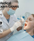 Woman wearing Straight Up Reliable Disposable Nitrile Exam Gloves, White Powder Free Build, Rock Solid 3 Mil coverage during dental exam.