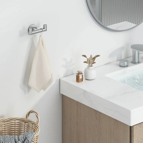 Heavy Duty Brushed Nickel Towel Hook For Bathroom Wall Mount SUS 304 Stainless Steel Double Coat Hook For Towels Hats Bags And More