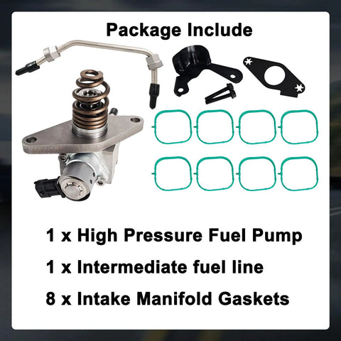 High Pressure Fuel Pump Kit 12697966 With Intake Manifold Gaskets 12626354 And Intermediate Fuel Pipe 12677004 displayed in package