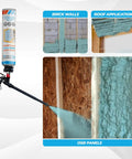 Closed Cell Spray Foam Insulation Kit Packs 36 Cans To Blanket 720 Sq Ft Walls Knock Out Drafts Seal Gaps Super Tight And Save Big On Energy Bills Arrives With Dispensing Gun Cleaning Solvent And Full Protective Gear For Stress Free Anytime Diy Fixes being applied to brick walls, OSB panels, and roof areas.