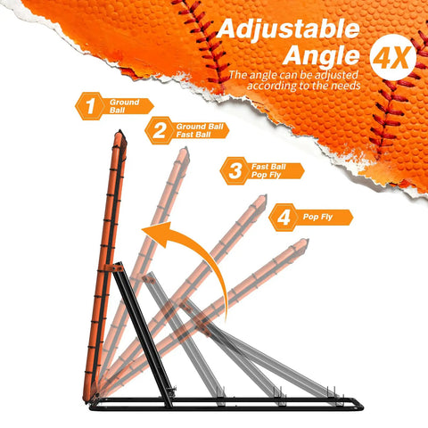 Portable Baseball Rebounder Net For Quick Pro Grade Returns With Four Adjustable Angles For Ground Balls, Fly Balls, Fastballs And More