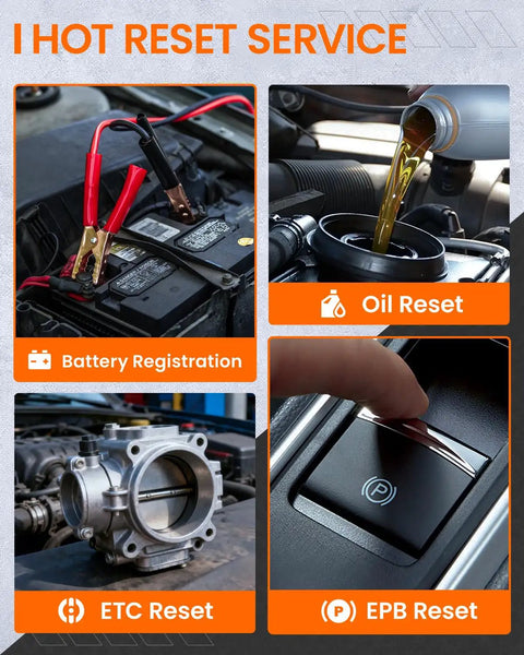 Pro Grade BMW And Mini OBD2 Scanner for All In One Full System Diagnostics displaying battery registration and resets