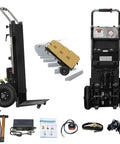 Heavy Duty Electric Stair Climbing Hand Truck 1200W Power With 880Lb Capacity Folding Cart showing side view and additional accessories.