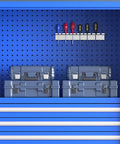Multi Layer Metal Tool Cabinet With Dustproof Lockable Steel Tool Chest For Mechanic Workshop And Warehouse Garage Ready Spacious Storage Cabinet For Pro Grade Garage Organization And Heavy Duty Tool Storage, blue steel pegboard and drawers
