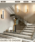 Tipace Hardwired Antique Bronze Modern LED Wall Sconce Indoor Wall Light displayed in an elegant staircase setting.