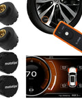 Set Of 4 TPMS Tire Pressure Monitoring Sensors With Relearn Tool For Broad Vehicle Compatibility, Including SUVs, Trucks And Cars, Direct OEM Replacement For Silverado And More, Delivers Stable Signal, Accurate Readings, Easy Install. Black cap-style TPMS sensors and EL-50448 relearn tool