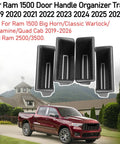 Ram 1500 Door Side Organizer Tray 4 Piece Set With White Line Mats for 2019-2026 Left Hand Drive Models on display