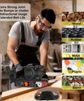 Workhorse Grade 3 X 21 Belt Sander Sanding Belts 100 Grit Aluminum Oxide Abrasive Strips shown on a sander for wood and metal.
