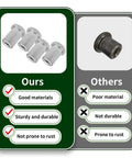 Heavy Duty Steel Weld Nuts 4 Pack Featuring 1/2-20 Thread And Extended Step Design For Chassis Fabrication and DIY Auto Builds, displayed in comparison with inferior nuts.