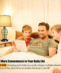 Family using devices with Set Of 2 Touch Control Table Lamps With USB Ports And 3 Way Dimmable Bedside Lights next to them