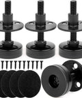 Heavy Duty Furniture Leveling Feet M8 Thread With T Nut Kit Adjustable Levelers For Table Desk Cabinet Chair And Sofa Large Base Supports Up To 1320 Lbs 4 Pack, shown with screws and felt pads