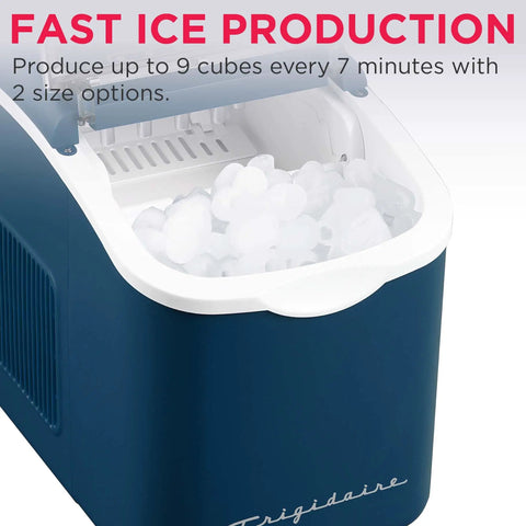 Retro Compact Ice Maker With Bullet Ice, Produces Up To 26 Lbs Per Day, Fast 6 Minute Cube Batches, Stores 2.2 Lbs Per Batch