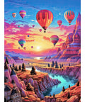 Hot Air Balloon Diamond Painting Kit For Beginners, 5D Sunset Landscape With Mountains And Lake, Full Round Drill Gem Art