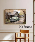 Vintage Green Pickup Truck Canvas Wall Art 16x24 Inch Unframed Rustic Farmhouse Barn Country Landscape Print For Living Room Bedroom Decor