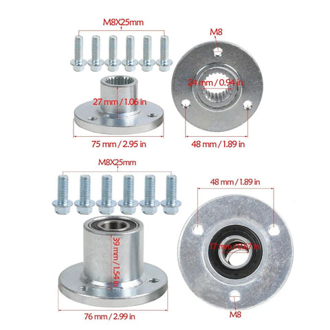 Dimensions of components from Heavy-Duty 32 Inch Rear Live Axle And Front Steering Assembly Kit for go-karts, quads, and ATVs.