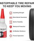 Hardcore Pro Tire Repair Glue For Fast Emergency Flat Repairs And Worn Sidewall Cracks Durable All Weather Road Ready Auto Rubber Sealant in 20g bottle.