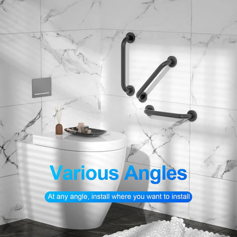 Matte Black Shower Grab Bar 12 Inch One Inch Diameter Heavy Duty Stainless Steel Safety Handle Wall Mounted No Slip Grip