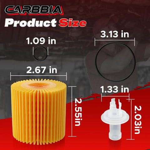 Toyota Engine Oil Filter Kit 6 Pack Top Notch Compatible With Camry 2007 2017 RAV4 Highlander filter parts with dimensions