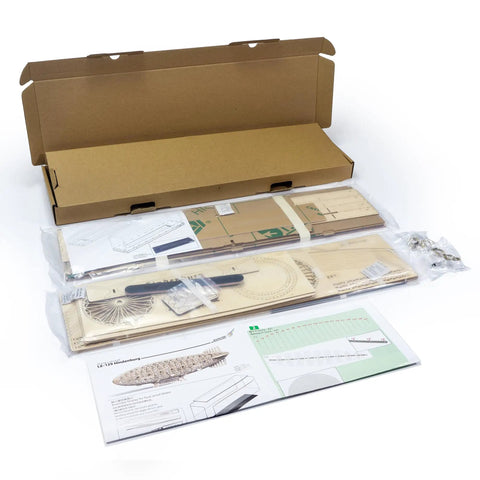 1:453 Scale Hindenburg Zeppelin Wooden 3D Puzzle Model With Wooden Light Box And Acrylic Dust Shield kit contents