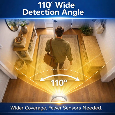 Indoor Wireless Motion Detector With PIR Sensor, Battery Operated, Long Range Infrared Monitoring Detects People Up To 40 Feet