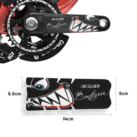 Dual Pack Mountain Bike Frame Protectors Stickers For Crankset And Handlebar One Pair 14 By 5.5 Cm Black with graphics