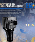 Ignition Coil Pack Four Pack Replacement Kit Direct Fit For Nissan Versa Cube Sentra Altima Rogue Frontier 2007 2012 Versa 2009 2014 Cube 2013 2019 Sentra UF549, 3-pin design