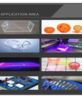 Application area showcasing Cold Wind Led Curing Lamp 365 Nanometer UV Light for resin and screen materials.