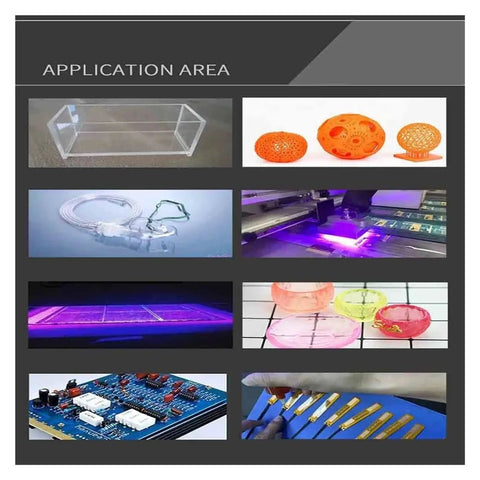 Application area showcasing Cold Wind Led Curing Lamp 365 Nanometer UV Light for resin and screen materials.