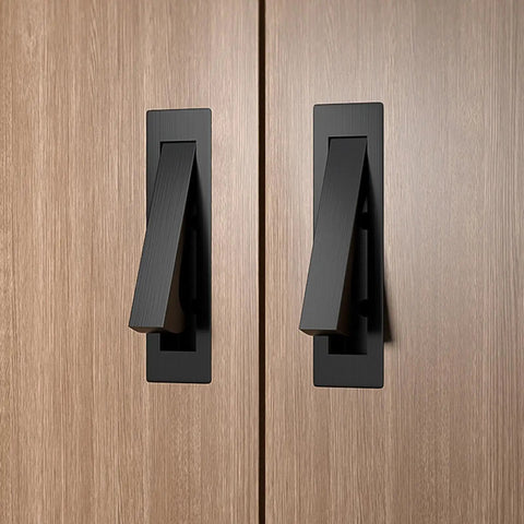 Ultra Slim Stainless Steel Flush Closet Door Handle 8cm Length Low Profile Invisible Recessed Cabinet Pull on wooden doors