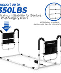 Dual Side Bed Rails For Seniors With 350 Pound Capacity ASTM Approved 4 Bar Anti Tip Frame Ergonomic U Handles Setup Easy
