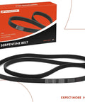 88.3 Inch Serpentine Drive Belt Fit For Ford Explorer Fusion Ranger Jeep Cherokee Wagoneer Wrangler Liberty Ram 1500 2500 3500 Toyota 4Runner Tundra Land Cruiser And More Easy Fit Heavy Duty Replacement Beefed-Up Ride with packaging and EPDM material detail.