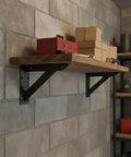 Heavy Duty Triangular Shelf Bracket For Garage Storage Built To Last Cold Rolled Steel Wall Mount Corner Brace on concrete wall