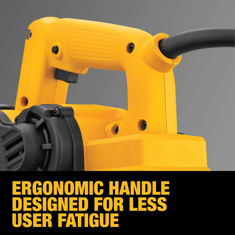 Ergonomic handle of Beast Five Point Five Amp Hand Planer With Three And A Quarter Inch Cutter for comfort and less vibration.