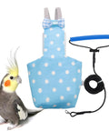 Blue Parrot Harness Flight Suit Diaper With 80 Inch Flying Leash Rope For Parrots And Small Birds, Bird Clothes For Conure And Cockatiel, Size M