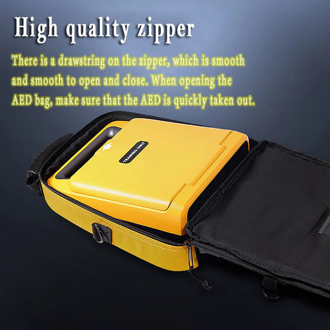 STMKB yellow defibrillator pouch with reflective strips; two-layer AED storage bag for AED120MC.
