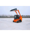 Compact Track Skid Steer Loader with Enclosed Cab for Construction Projects, bucket raised